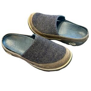 Chaco Women’s Quinn gray wool clog w brown leather tri  size 6.5